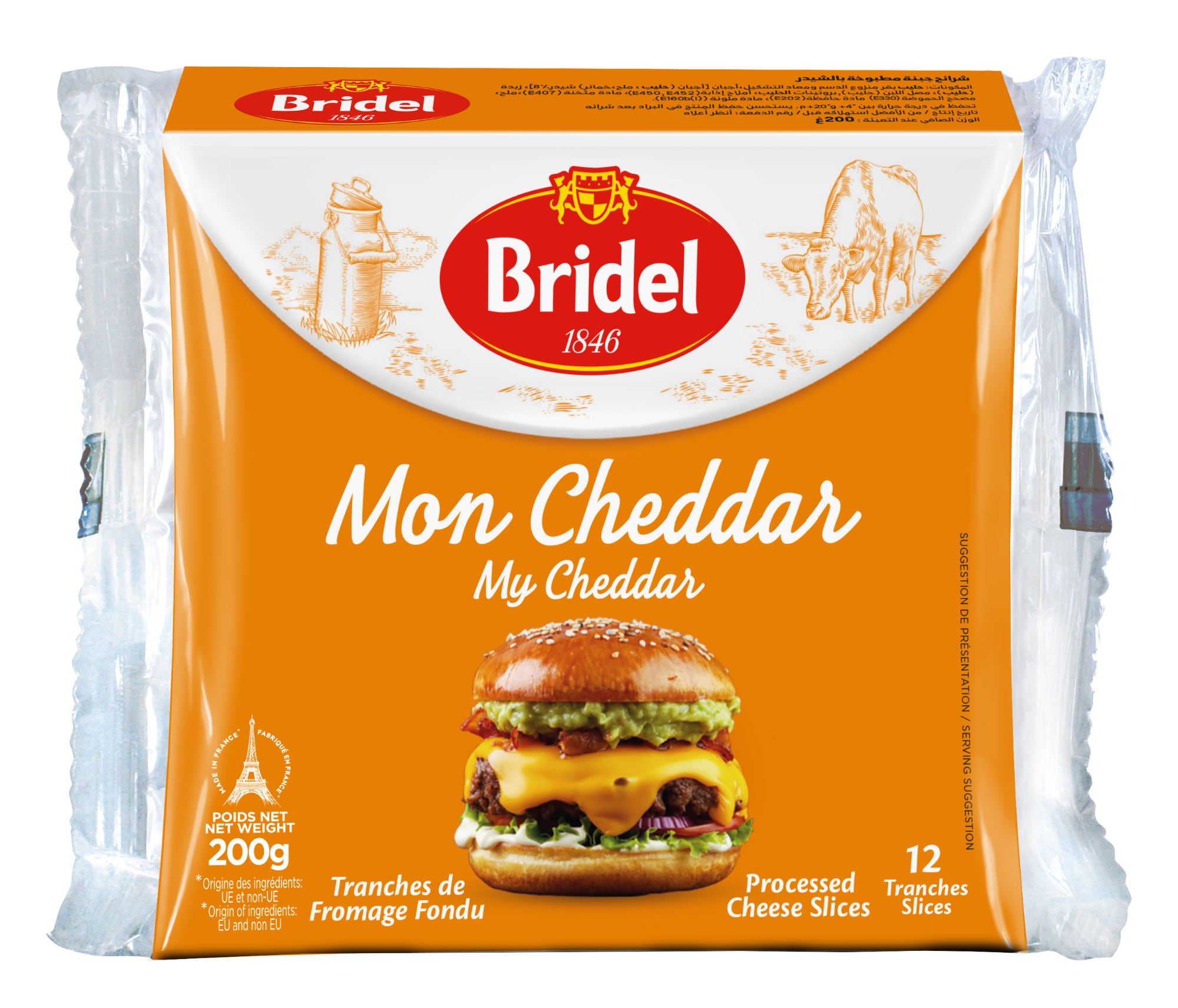 Phô mai lát Cheddar Bridel 200g