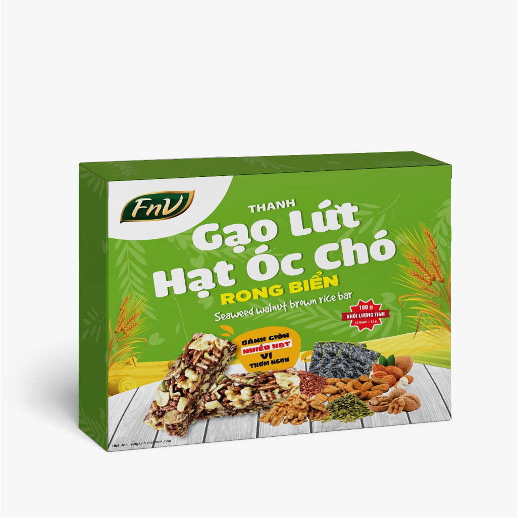 Thanh Gạo Lứt Hạt Óc Chó Rong Biển 180g/Hộp