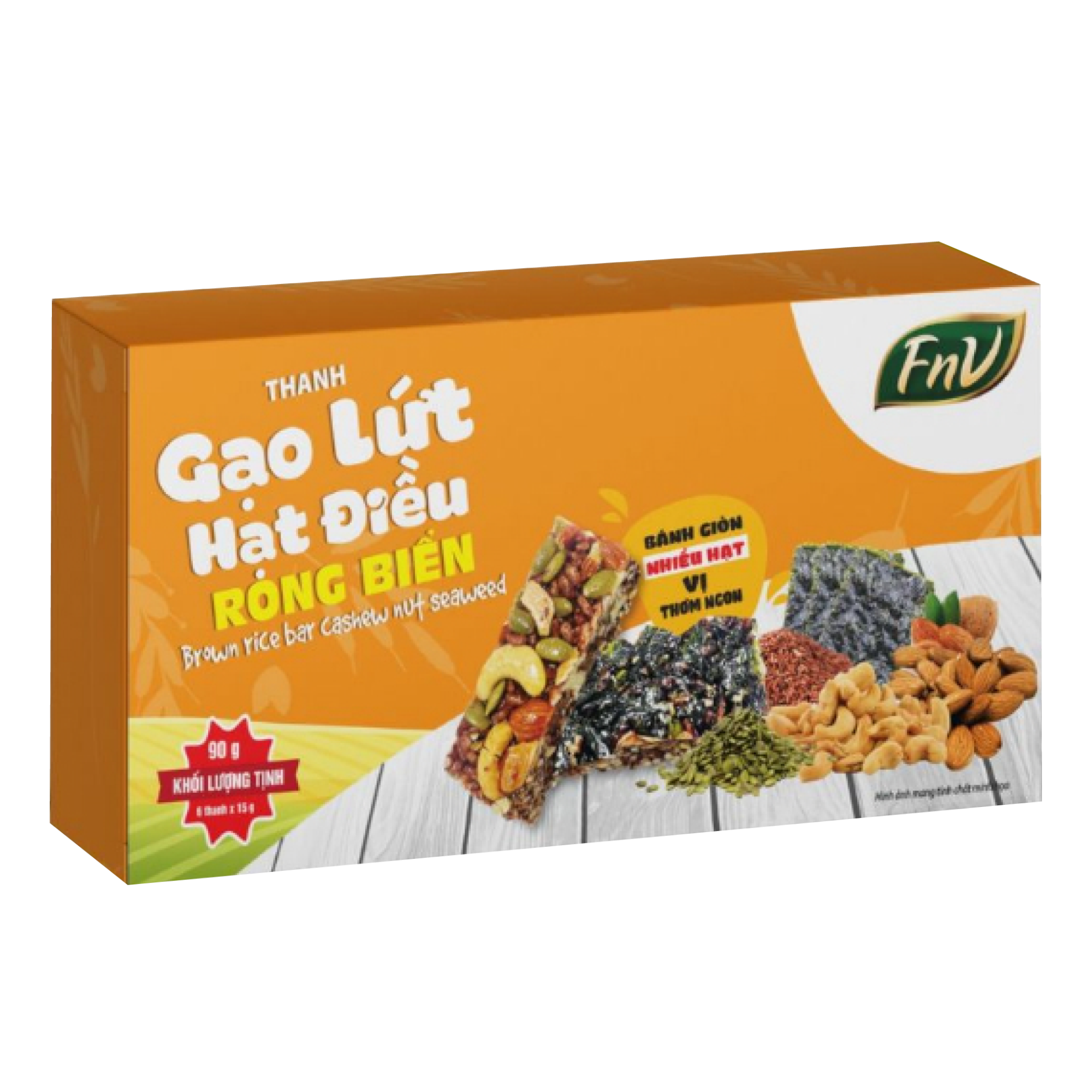 Thanh Gạo Lứt Hạt Điều Rong Biển 90g/Hộp
