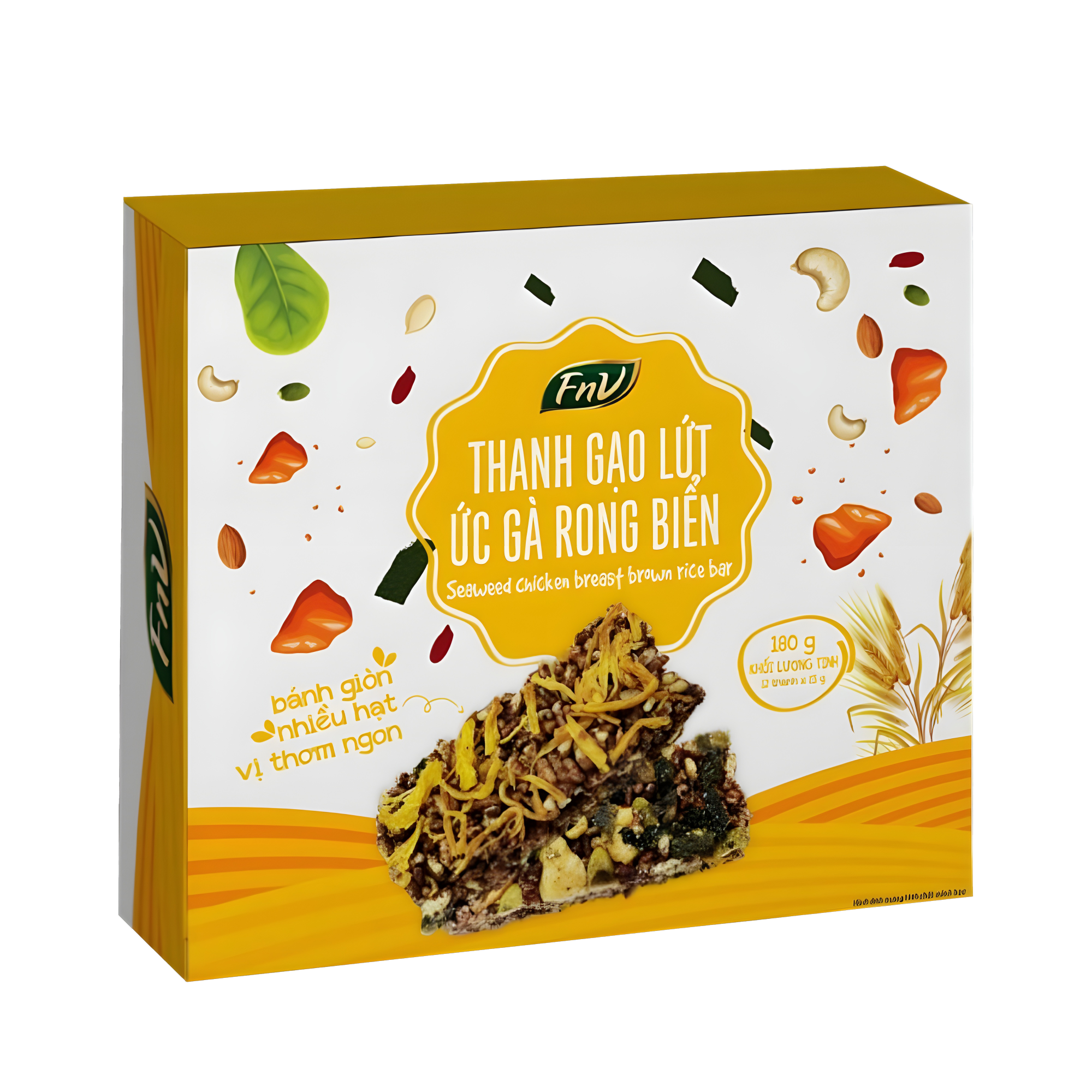 Thanh Gạo Lứt Ức Gà Rong Biển 180g/Hộp