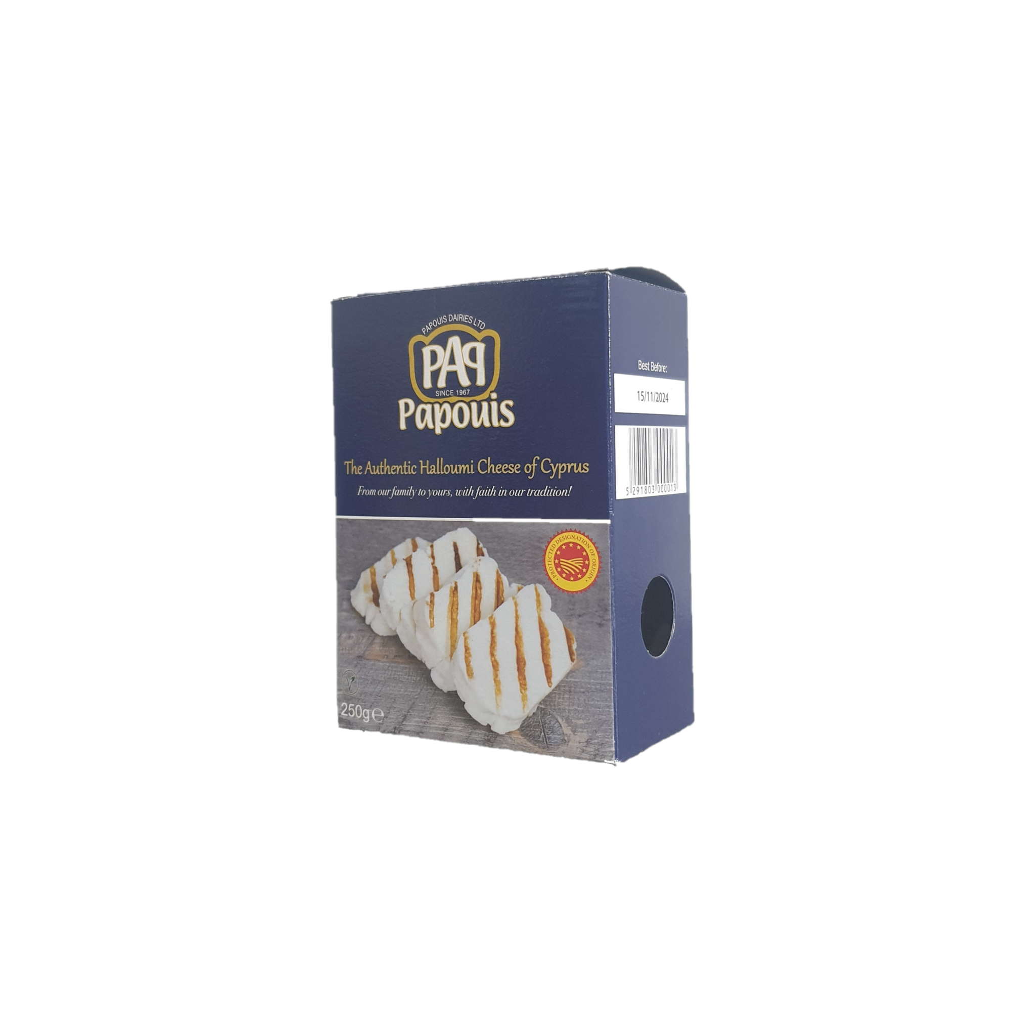 Phô mai nướng Halloumi Papouis bao bì hộp giấy 250g