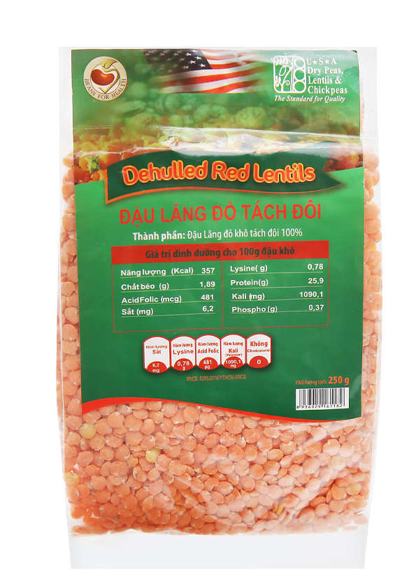 Đậu Lăng đỏ tách đôi 250gr x 40