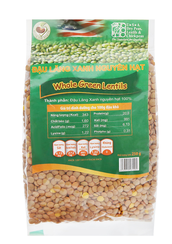 Đậu lăng xanh nguyên hạt 250gr x 40