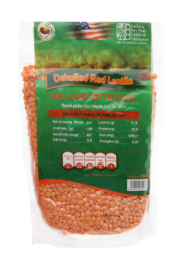 Đậu Lentil đỏ không vỏ 500g