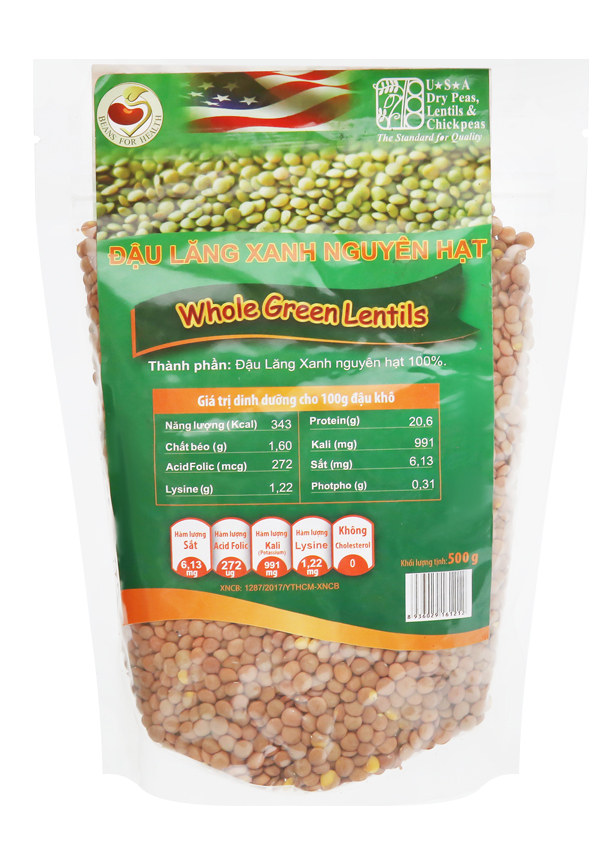 Đậu lăng xanh nguyên hạt 500g